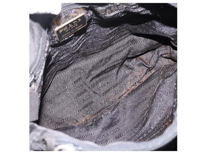 Sac à épaule à chaîne PRADA Nylon Noir Doré Auth 202186A - vue 11