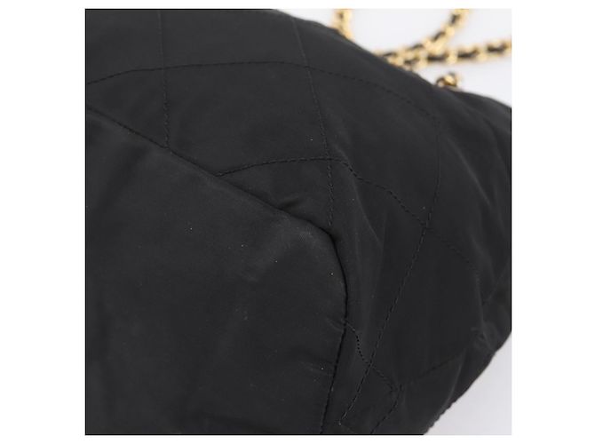 Sac à épaule à chaîne PRADA Nylon Noir Doré Auth 202186A - vue 14