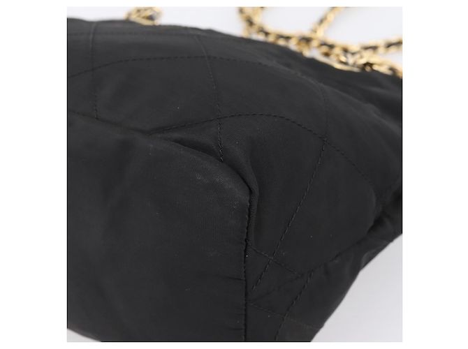 Sac à épaule à chaîne PRADA Nylon Noir Doré Auth 202186A - vue 16
