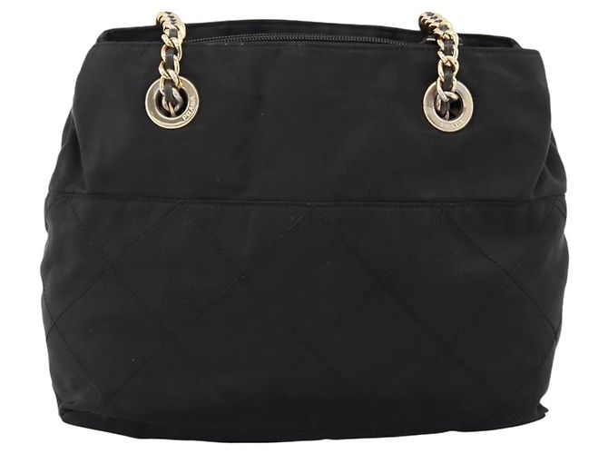 Sac à épaule à chaîne PRADA Nylon Noir Doré Auth 202186A - vue 2