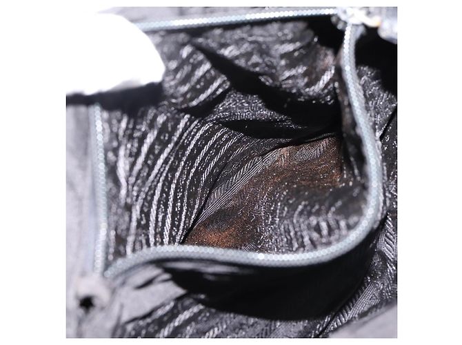 Sac à épaule à chaîne PRADA Nylon Noir Doré Auth 202186A - vue 24