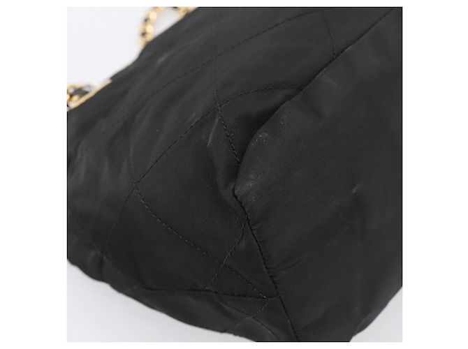 Sac à épaule à chaîne PRADA Nylon Noir Doré Auth 202186A - vue 9