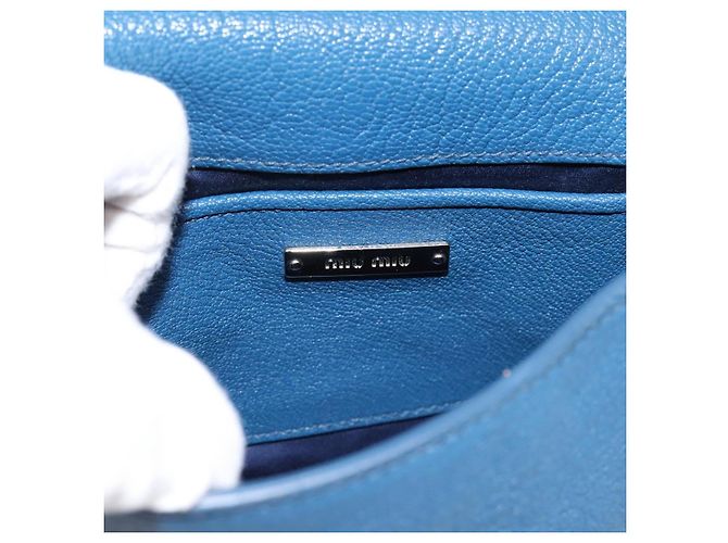 Borsa a tracolla Miu Miu in pelle blu argento Auth 201970A - vista 18