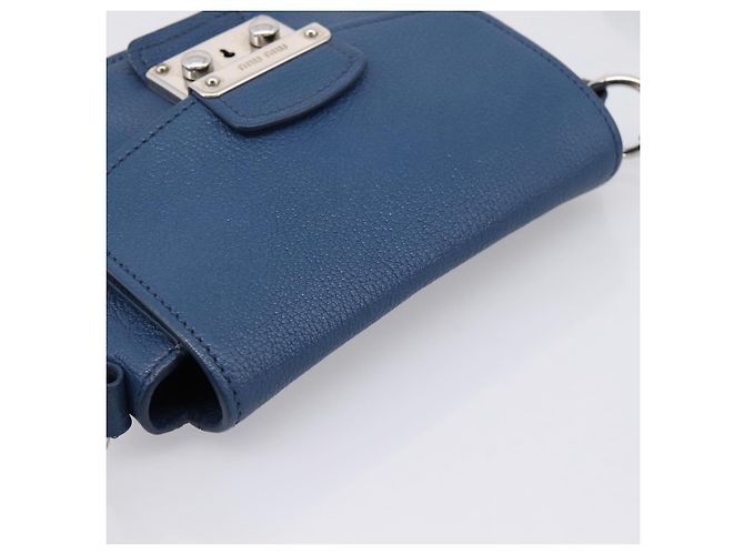 Borsa a tracolla Miu Miu in pelle blu argento Auth 201970A - vista 6