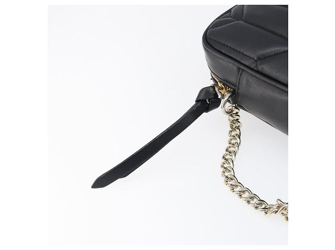 Borsa a tracolla con catena Jimmy Choo in pelle nera e oro Auth 200006A Nero D'oro - vista 11