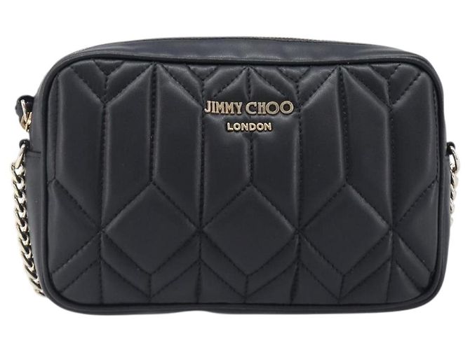 Borsa a tracolla con catena Jimmy Choo in pelle nera e oro Auth 200006A Nero D'oro - vista 13