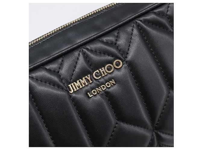 Borsa a tracolla con catena Jimmy Choo in pelle nera e oro Auth 200006A Nero D'oro - vista 19