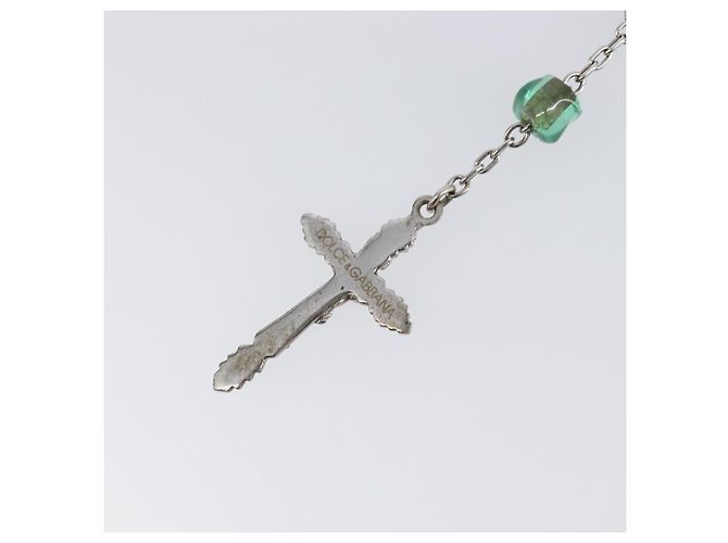 Dolce & Gabbana Collana Rosario DOLCE&GABBANA Metallo Argento Verde Auth BA15444V - vista 11