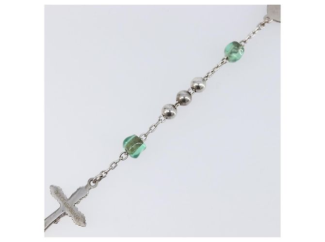 Dolce & Gabbana Collana Rosario DOLCE&GABBANA Metallo Argento Verde Auth BA15444V - vista 12