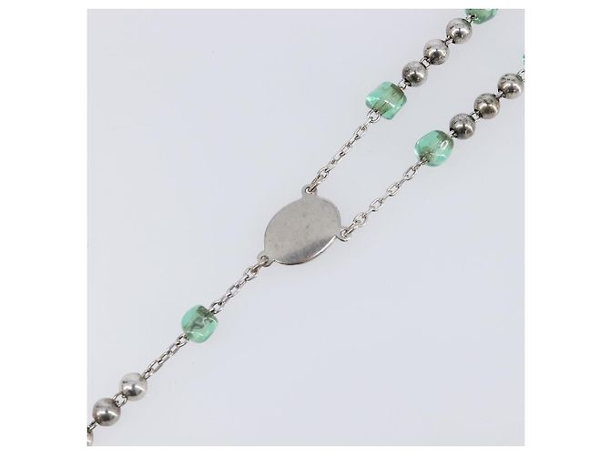 Dolce & Gabbana Collana Rosario DOLCE&GABBANA Metallo Argento Verde Auth BA15444V - vista 13