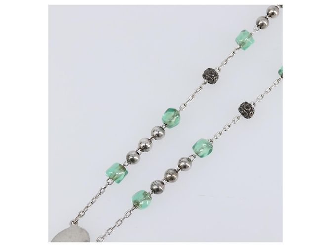Dolce & Gabbana Collana Rosario DOLCE&GABBANA Metallo Argento Verde Auth BA15444V - vista 14