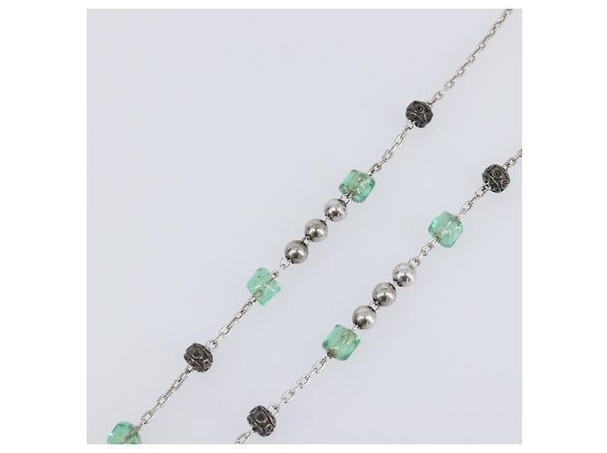 Dolce & Gabbana Collana Rosario DOLCE&GABBANA Metallo Argento Verde Auth BA15444V - vista 15