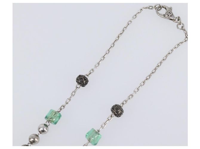 Dolce & Gabbana Collana Rosario DOLCE&GABBANA Metallo Argento Verde Auth BA15444V - vista 16