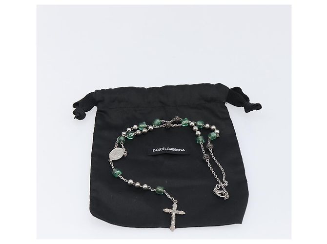 Dolce & Gabbana Collana Rosario DOLCE&GABBANA Metallo Argento Verde Auth BA15444V - vista 18