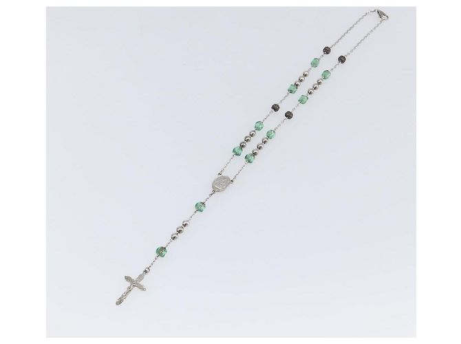 Dolce & Gabbana Collana Rosario DOLCE&GABBANA Metallo Argento Verde Auth BA15444V - vista 2