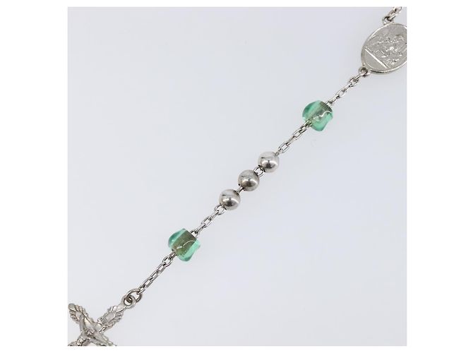 Dolce & Gabbana Collana Rosario DOLCE&GABBANA Metallo Argento Verde Auth BA15444V - vista 4