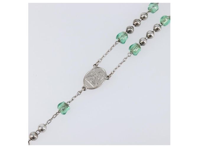 Dolce & Gabbana Collana Rosario DOLCE&GABBANA Metallo Argento Verde Auth BA15444V - vista 5