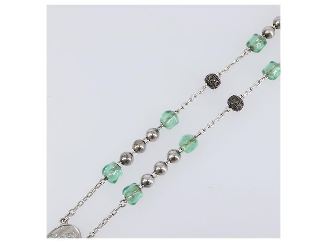 Dolce & Gabbana Collana Rosario DOLCE&GABBANA Metallo Argento Verde Auth BA15444V - vista 6
