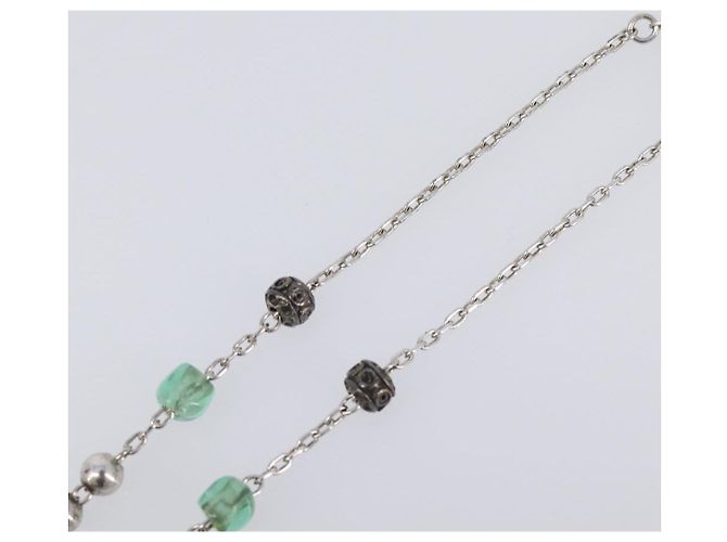 Dolce & Gabbana Collana Rosario DOLCE&GABBANA Metallo Argento Verde Auth BA15444V - vista 8