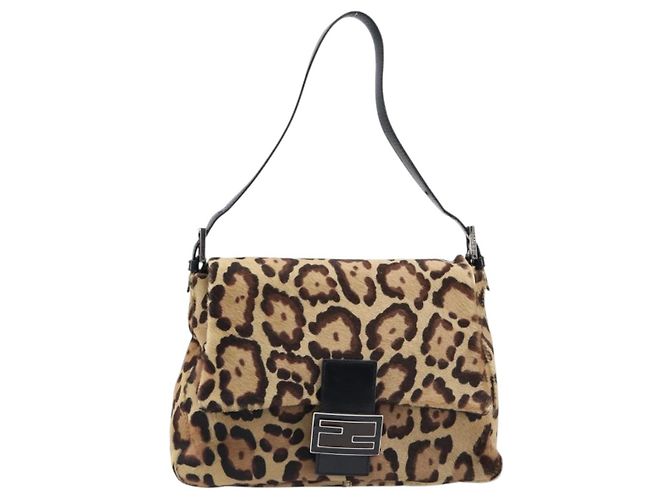 Bolso FENDI Mamma Baguette estampado de leopardo en piel Harako marrón Auth yk20791SAM Castaño Plata - vista 13