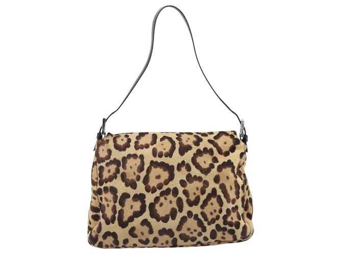 Bolso FENDI Mamma Baguette estampado de leopardo en piel Harako marrón Auth yk20791SAM Castaño Plata - vista 2