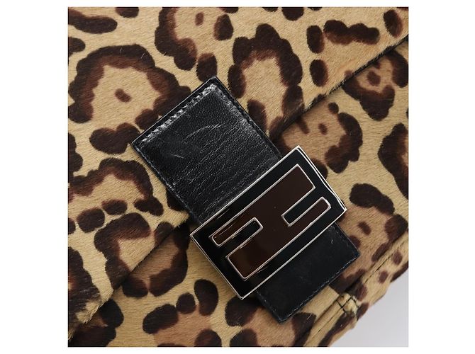 Bolso FENDI Mamma Baguette estampado de leopardo en piel Harako marrón Auth yk20791SAM Castaño Plata - vista 20
