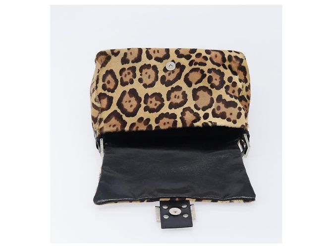 Bolso FENDI Mamma Baguette estampado de leopardo en piel Harako marrón Auth yk20791SAM Castaño Plata - vista 21