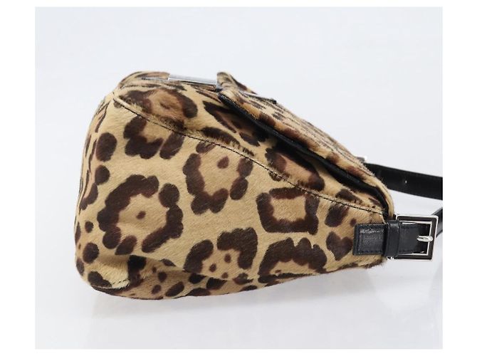 Bolso FENDI Mamma Baguette estampado de leopardo en piel Harako marrón Auth yk20791SAM Castaño Plata - vista 3