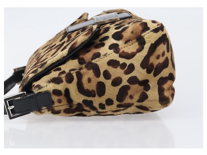 Bolso FENDI Mamma Baguette estampado de leopardo en piel Harako marrón Auth yk20791SAM Castaño Plata - vista 4