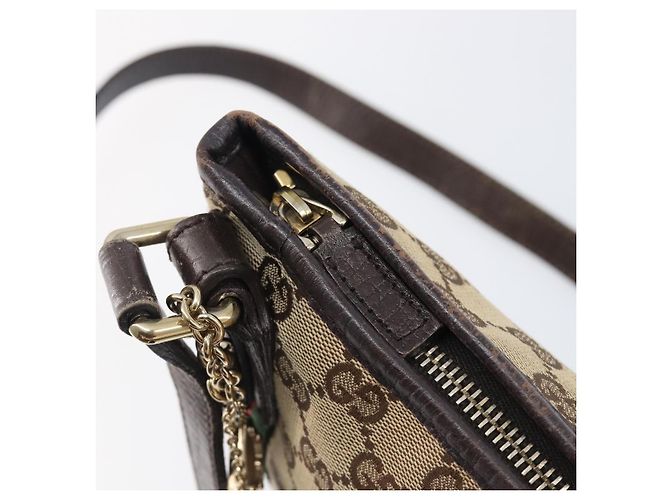 Borsa a tracolla GUCCI GG Canvas Web Sherry Line Beige Gold 144388 Auth ka6002 D'oro - vista 10
