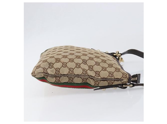 Borsa a tracolla GUCCI GG Canvas Web Sherry Line Beige Gold 144388 Auth ka6002 D'oro - vista 3