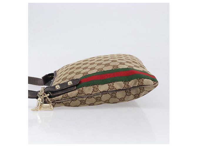 Borsa a tracolla GUCCI GG Canvas Web Sherry Line Beige Gold 144388 Auth ka6002 D'oro - vista 4