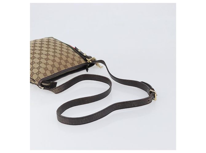 Borsa a tracolla GUCCI GG Canvas Web Sherry Line Beige Gold 144388 Auth ka6002 D'oro - vista 8