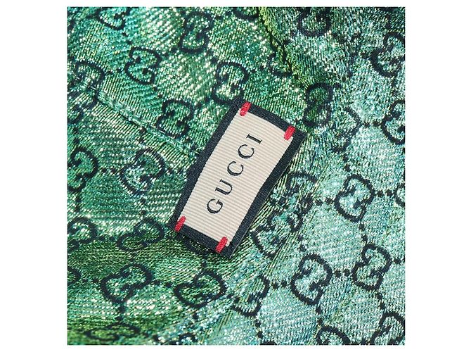 Cappello Bucket Reversibile GUCCI GG in Cotone Verde Blu Auth 199532V - vista 12
