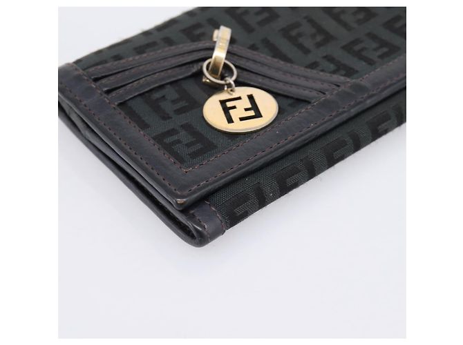 Carteira Longa FENDI Zucchino Canvas Preta Dourada Auth bs36814 Preto Dourado - vista 14