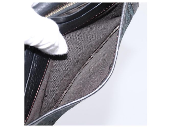 Carteira Longa FENDI Zucchino Canvas Preta Dourada Auth bs36814 Preto Dourado - vista 23