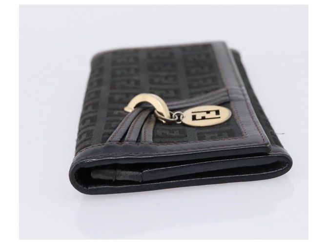 Carteira Longa FENDI Zucchino Canvas Preta Dourada Auth bs36814 Preto Dourado - vista 3