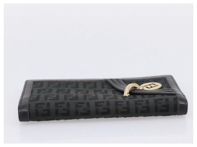 Carteira Longa FENDI Zucchino Canvas Preta Dourada Auth bs36814 Preto Dourado - vista 5
