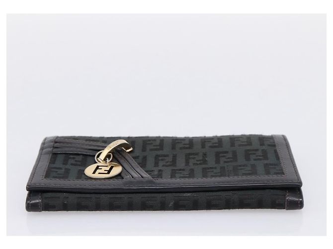 Carteira Longa FENDI Zucchino Canvas Preta Dourada Auth bs36814 Preto Dourado - vista 6