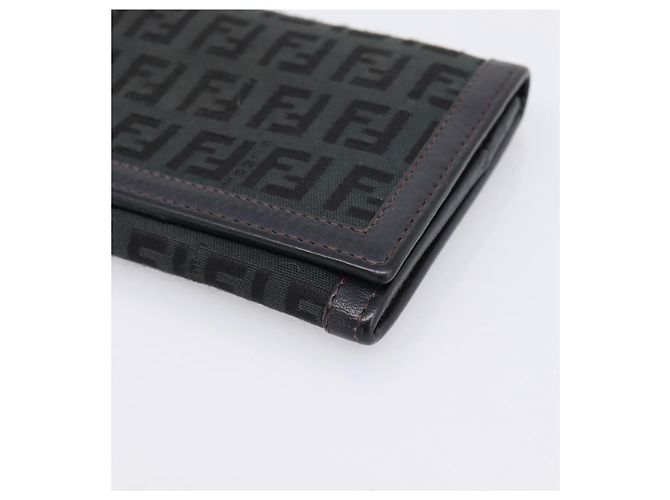 Carteira Longa FENDI Zucchino Canvas Preta Dourada Auth bs36814 Preto Dourado - vista 7
