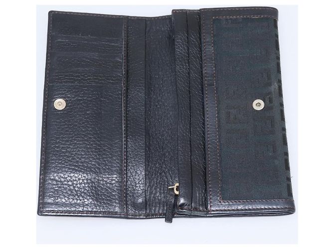 Carteira Longa FENDI Zucchino Canvas Preta Dourada Auth bs36814 Preto Dourado - vista 9