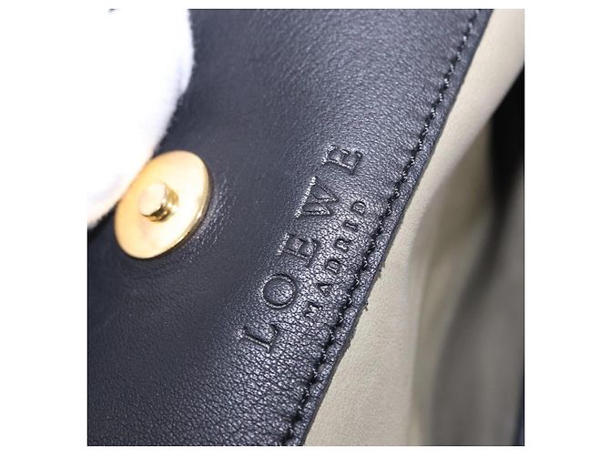 Borsa a tracolla LOEWE Anagram in camoscio Khaki Black Auth BA15386 Nero Cachi - vista 18