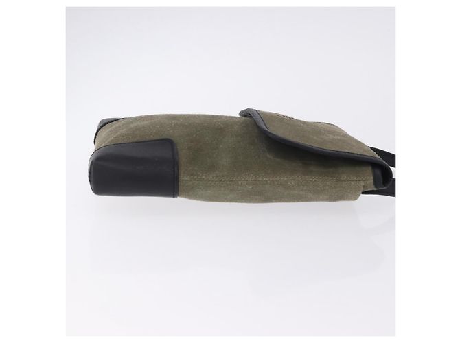 Borsa a tracolla LOEWE Anagram in camoscio Khaki Black Auth BA15386 Nero Cachi - vista 3