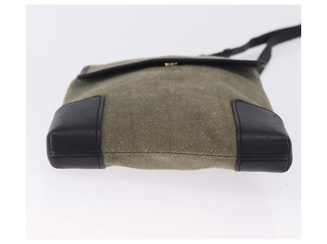 Borsa a tracolla LOEWE Anagram in camoscio Khaki Black Auth BA15386 Nero Cachi - vista 5