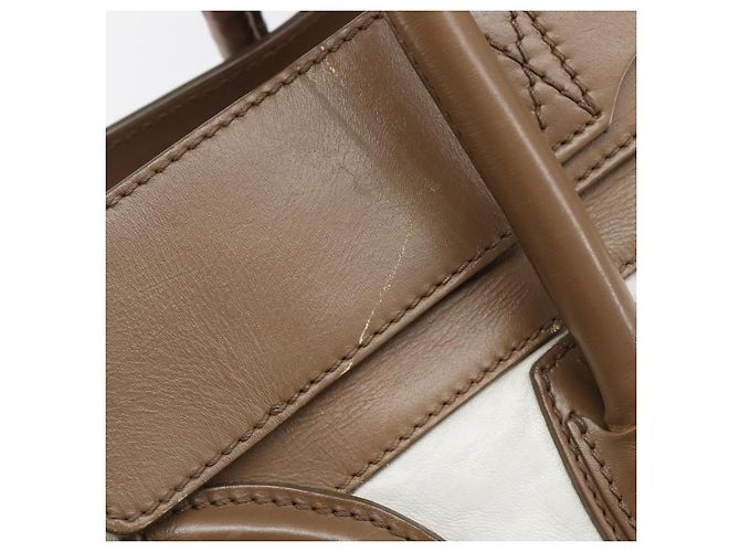 Céline CELINE Luggage Mini Shopper Hand Bag Leather Brown Gold Tone Auth 199523A Marrone - vista 10
