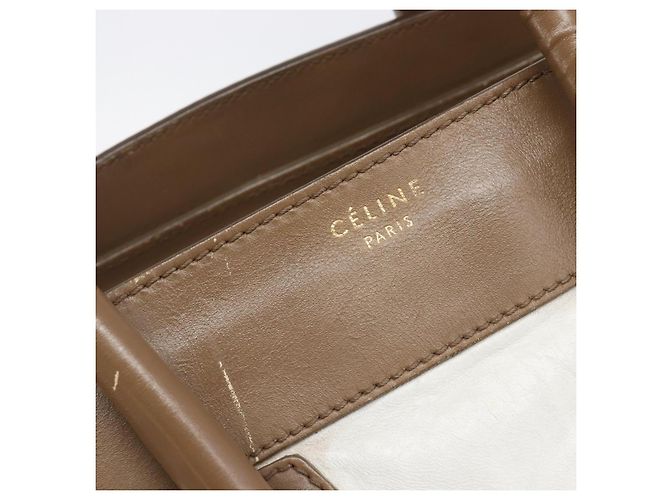 Céline CELINE Luggage Mini Shopper Hand Bag Leather Brown Gold Tone Auth 199523A Marrone - vista 19