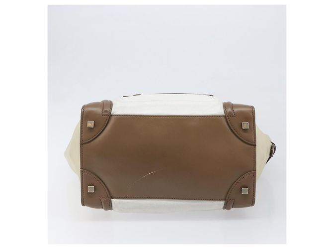 Céline CELINE Luggage Mini Shopper Hand Bag Leather Brown Gold Tone Auth 199523A Marrone - vista 5