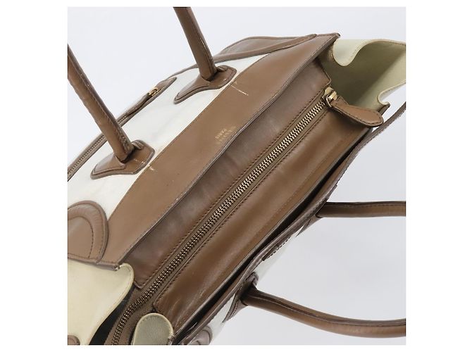 Céline CELINE Luggage Mini Shopper Hand Bag Leather Brown Gold Tone Auth 199523A Marrone - vista 7