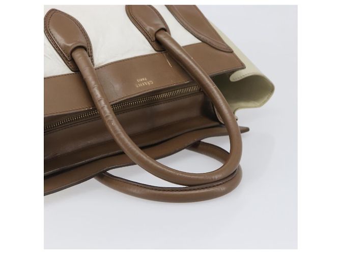 Céline CELINE Luggage Mini Shopper Hand Bag Leather Brown Gold Tone Auth 199523A Marrone - vista 8