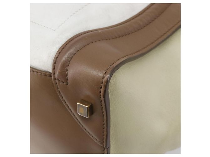 Céline CELINE Luggage Mini Shopper Hand Bag Leather Brown Gold Tone Auth 199523A Marrone - vista 9